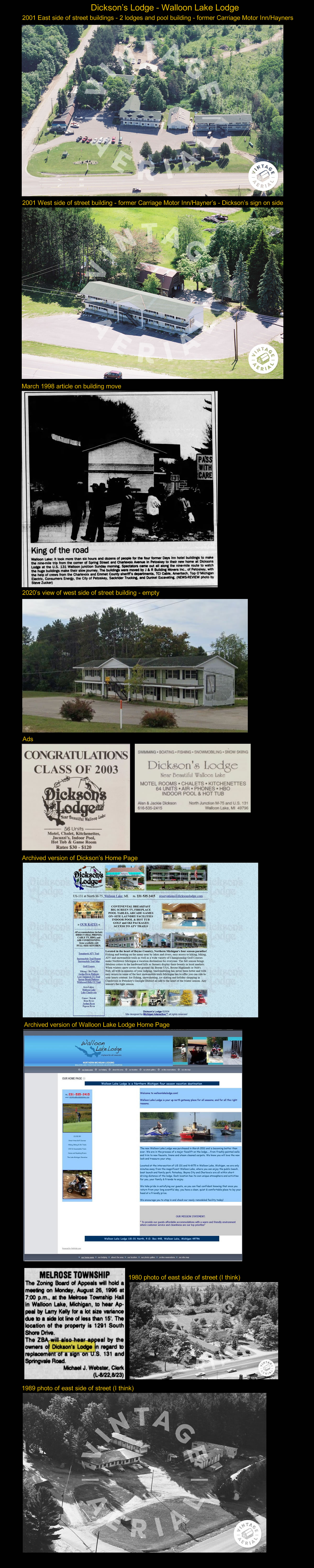 Breenes Candelight Restaurant and Motel - Dicksons Walloon Lake Lodges Historical Info